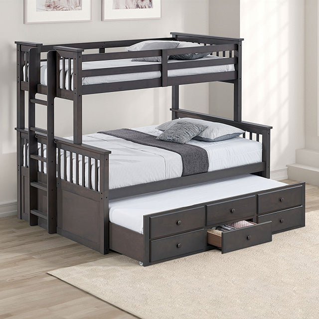 University Twin/Full Bunk Bed Grey, Walnut, & White - Jay's Mattress Plus (NY)