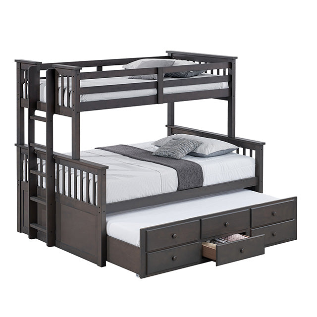 University Twin/Full Bunk Bed Grey, Walnut, & White - Jay's Mattress Plus (NY)