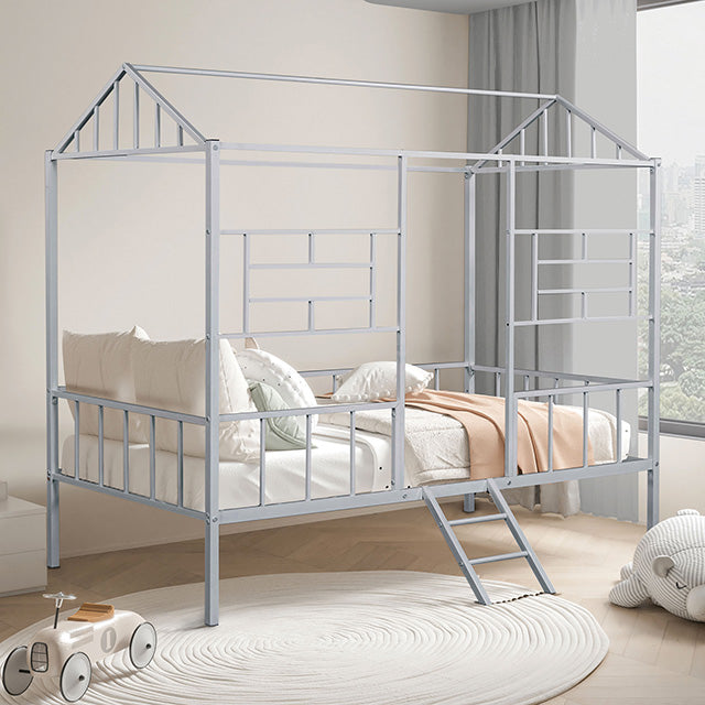 Rhonda Twin Loft Bed White, Silver, & Black - Jay's Mattress Plus (NY)