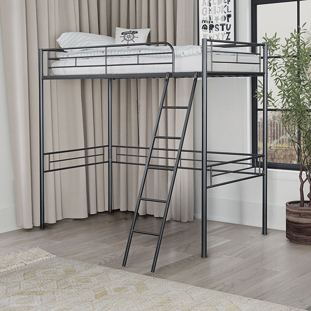 Myles Twin Loft Bed White, Silver & Black - Jay's Mattress Plus (NY)