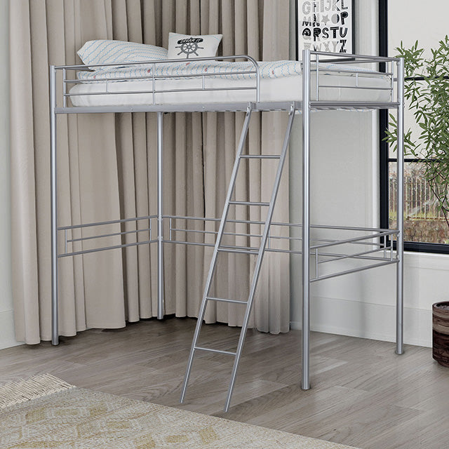 Myles Twin Loft Bed White, Silver & Black - Jay's Mattress Plus (NY)