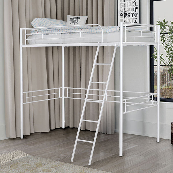Myles Twin Loft Bed White, Silver & Black - Jay's Mattress Plus (NY)