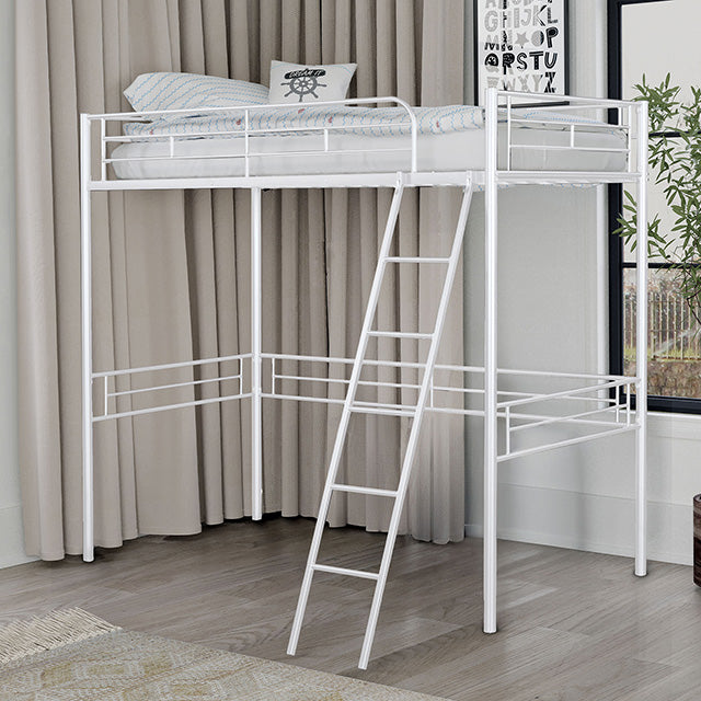 Myles Twin Loft Bed White, Silver & Black - Jay's Mattress Plus (NY)