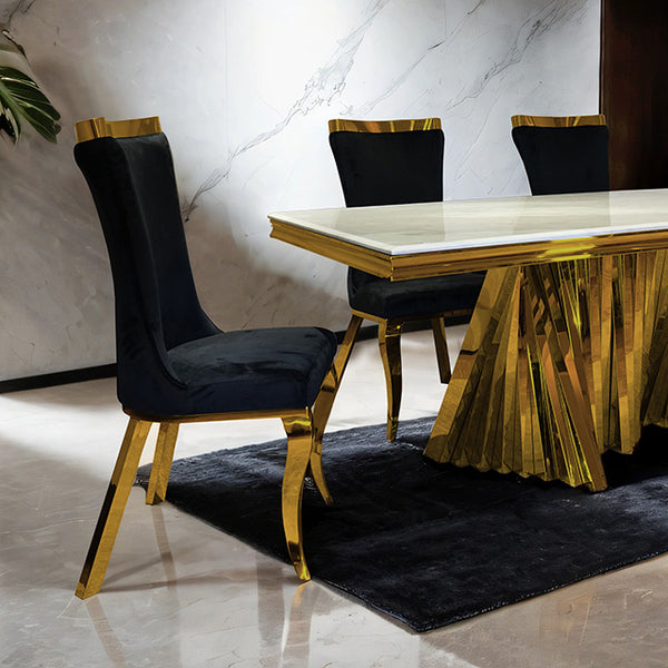 Basilicata 7 Pc Dining Table Set Gold