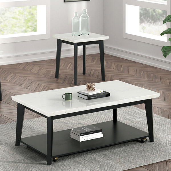 Thisted Rectangle Marble Coffee Table w/ Casters - Jay's Mattress Plus (NY)
