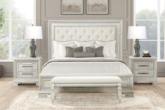 Stella Mia 4 Pc 5 Pc Queen Bedroom Set White & White - Jay's Mattress Plus (NY)