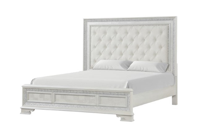 Stella Mia 4 Pc 5 Pc Queen Bedroom Set White & White - Jay's Mattress Plus (NY)