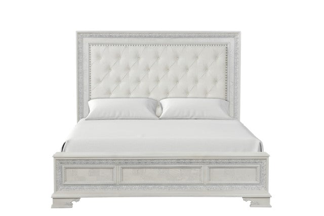Stella Mia 4 Pc 5 Pc Queen Bedroom Set White & White - Jay's Mattress Plus (NY)