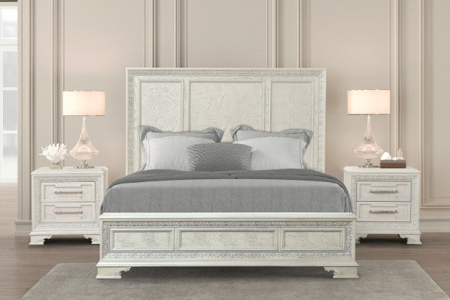 Stella Mia 4 Pc 5 Pc Queen Bedroom Set White & White - Jay's Mattress Plus (NY)