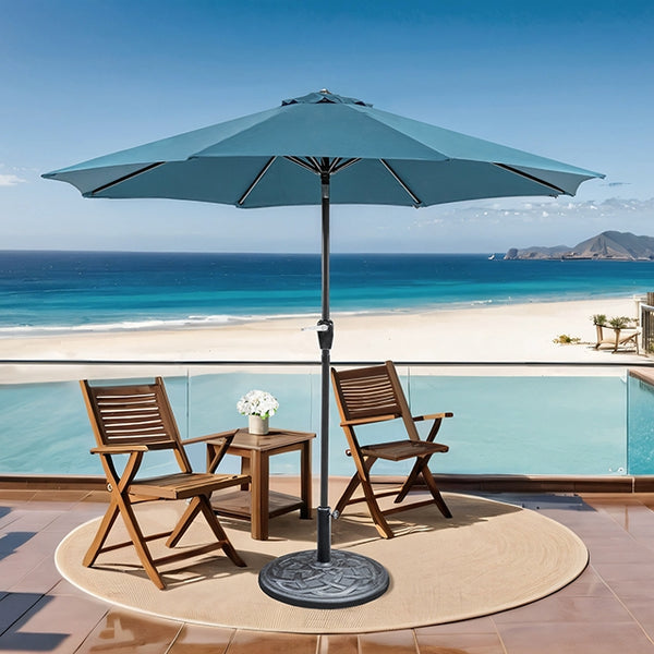 Soli 9' Outdoor Umbrella w/ Auto Tilt + 21" Round Base - Jay's Mattress Plus (NY)