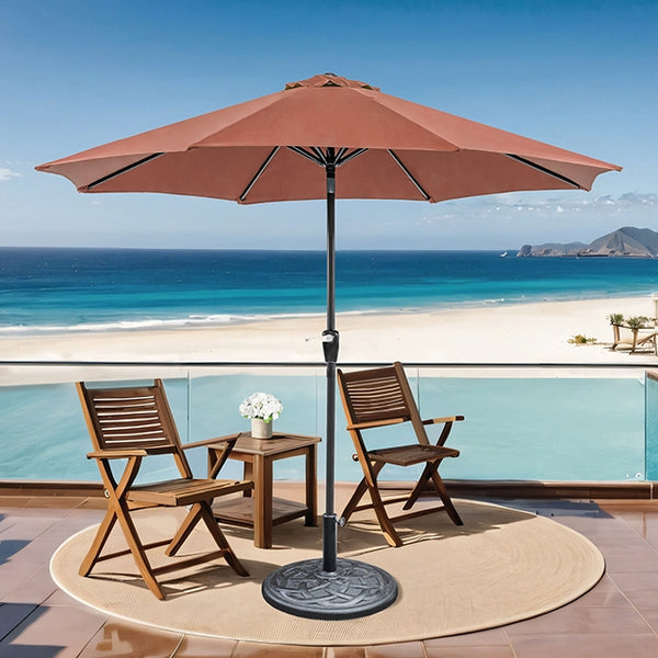 Soli 9' Outdoor Umbrella w/ Auto Tilt + 21" Round Base - Jay's Mattress Plus (NY)