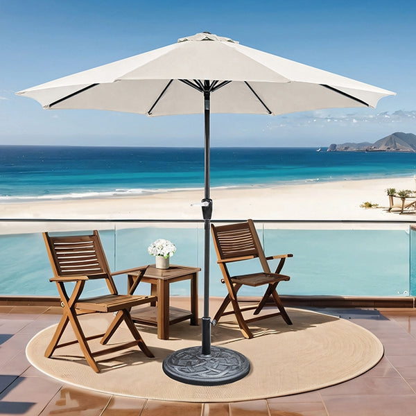 Soli 9' Outdoor Umbrella w/ Auto Tilt + 21" Round Base - Jay's Mattress Plus (NY)