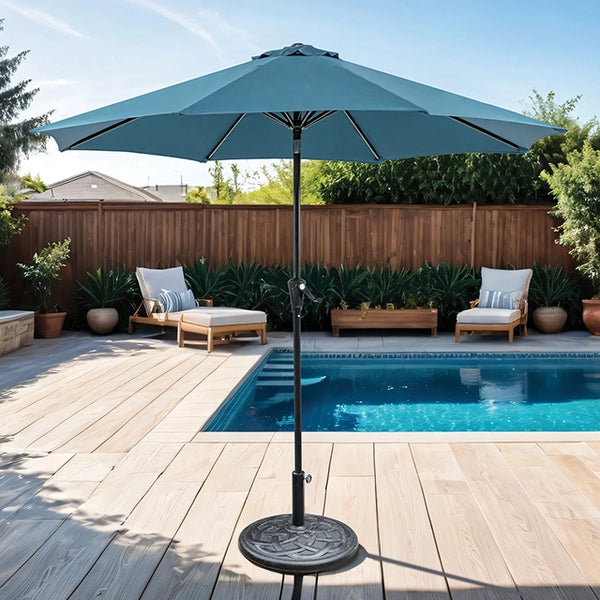 Tano 9' Outdoor Umbrella + 21" Round Base - Jay's Mattress Plus (NY)