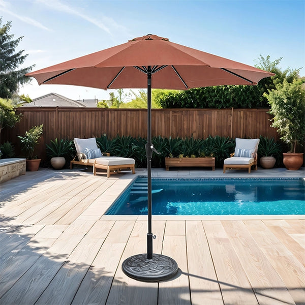 Tano 9' Outdoor Umbrella + 21" Round Base - Jay's Mattress Plus (NY)