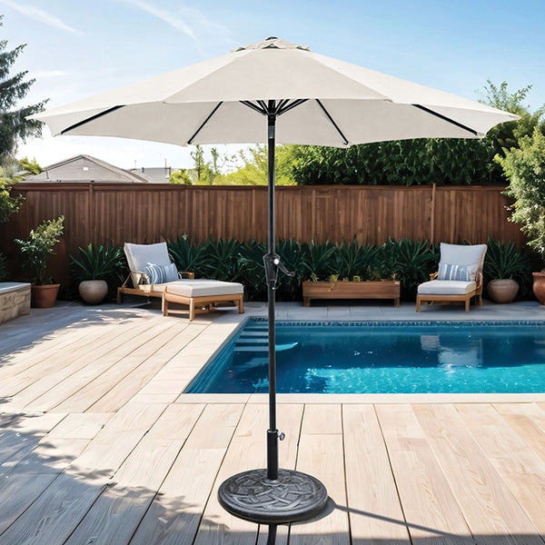 Tano 9' Outdoor Umbrella + 21" Round Base - Jay's Mattress Plus (NY)