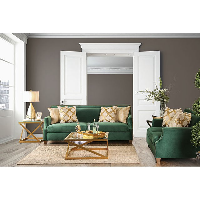 VERDANTE Emerald Green/Gold Sofa - Jay's Mattress Plus (NY)