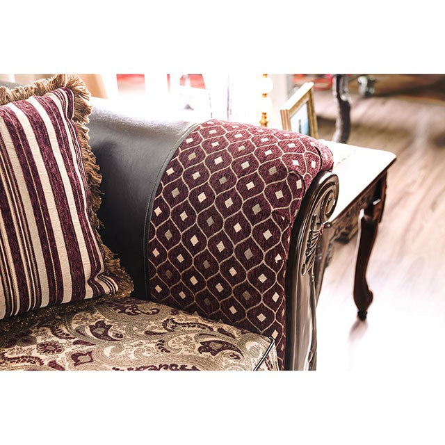 Quirino Burgundy/Dark Brown Sofa - Jay's Mattress Plus (NY)