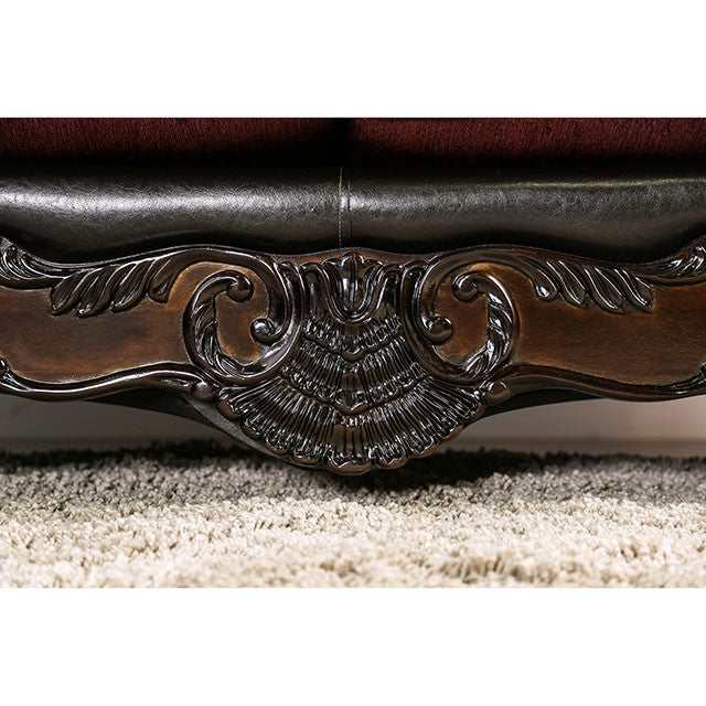 Quirino Burgundy/Dark Brown Sofa - Jay's Mattress Plus (NY)